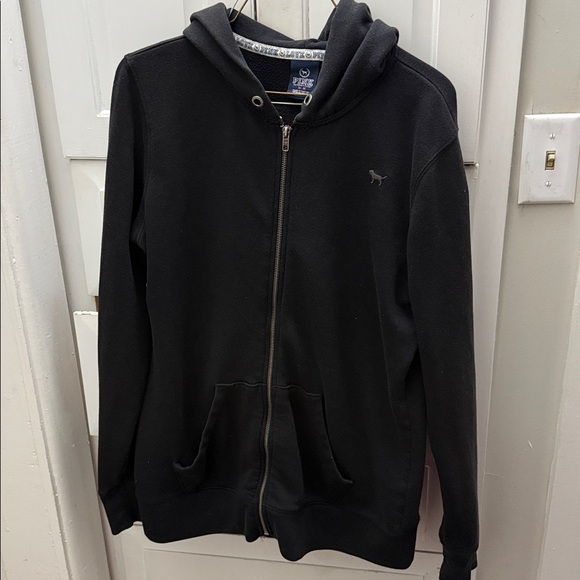 Victoria's Secret Love pink Black Hoodie with Silver Skull Design - Picture 3 of 8